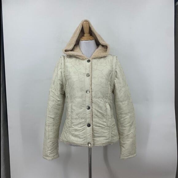 O'Neill Detachable Sleeves Sherpa Jacket Womens M Medium Snow Hooded Button Vest - Picture 4 of 16